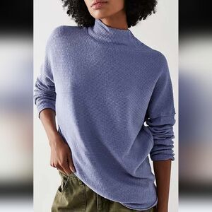 Free People Casey Ribbed Mock Neck Tunic Lightweight Periwinkle Size S